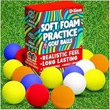 D-Xam Foam Golf Balls Bulk Practice Golf Ball Multicolor 41mm Soft | Long Lasting & Realistic Feel | Limited Flight Use Indoors Outdoors Backyard Training - Golf Accessories