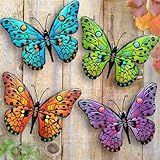 Metal Butterfly Wall Decor - 9.6" Outdoor Fence Wall Art Decor, Hanging Decoration for Garden Yard Living Room Bedroom Patio Balcony(4 Pack)