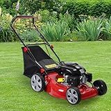 Self Propelled Gas Lawn Mower, 141cc Push Mower Gas Powered, 20" Blade, 4-Stroke Engine, Big Wheels, 50L Bag, Foldable Handle