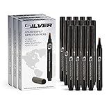 SILVER by AccuBANKER (15 Pack) Counterfeit Money Bill Detector Pen with Chisel Tip - Detects Fake Counterfeit Bills, Suitable for Most Currencies, Pocket Size Fake Money Marker & Checker