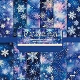 24 Sheets 6'' x 6'' Snowflake Scrapbook Paper Pattern Blue One Sided Cardstock for DIY Photo Album Card Making Scrapbooking
