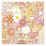 100Pcs Groovy Boho Hippie Vinyl Stickers, Waterproof Vinyl Stickers for Water Bottle, Srapbook, Laptop, Phone Case, Teens Girls Adults Hippie Decor Gifts