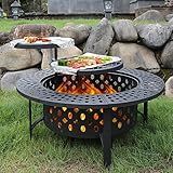 OutVue 42 Inch Fire Pit with 2 Grills, Lid, Poker