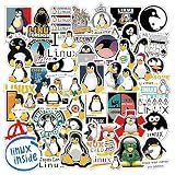 Linux Stickers 62pcs Work Decals Aesthetic Waterproof Vinyl Pack Stickers for Water Bottle Laptop Phone Skateboard DIY Decorative Supplies Activities Party