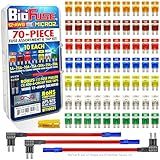 BioFuse 12 AWG Micro2 APT ATR 70 Piece Automotive Car Fuse Assortment and Holders Pack (3 Add-a-Circuit Tap Adapters, 70 Micro 2 Blade Fuses + Fuse Puller) 5A 7.5A 10A 15A 20A 25A 30A