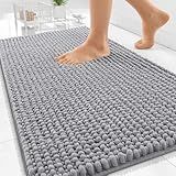 OLANLY Thick Bathroom Rugs 30x20, Extra Soft Absorbent Chenille Bath Rugs, Rubber Backing, Machine Wash Dry, Bath Mats for Bathroom Floor, Tub and Shower, Home Decor Accessories, Grey