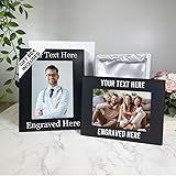 Personalized Picture Frame with Gift Box, 5x7/4x6 Custom Aluminum Picture Frames Photo Size - Add Your Custom Text Engraved Aluminum Hanging/ Tabletop, Personalized Group Family Photo Picture (Black Frame, Custom Text)