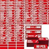 90 PCS Magnetic Toolbox Labels, 82 Pre-Printed & 8 Blanks Large Size Tool Chest Organizer Labels Strong Magnetic & Easy to Read Printing Fits All Brands of Steel Tool Box Drawers (Red, 3.5” x 1”)