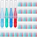 BBTO 100 Pcs Braces Dental Brush Flosser for Cleaner Interdental Brush Toothpick Tooth Flossing Head Oral Dental Toothpick Cleaners Cleaning Tool(Red, Blue, Green, Light Blue)