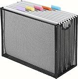 Sinboun Hanging File Organizer Letter-Size File Holder Filing Box Includes 5 Hanging Folders - Metal Mesh Magazine Letter Storage Cabinets File Cart for Office Home School, No Assembly Required