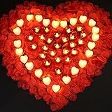 LotFancy 4000 Artificial Rose Petals with 48 Flameless LED Candles, Romantic Candlelight Kit Romantic Night Proposal Happy Anniversary Wedding Decorations
