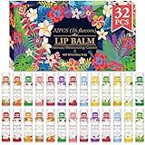 VISRIE 32 Pack Lip Balm, Natural Lip Balm Bulk with Vitamin E and Coconut Oil, Bulk Lip Balms for Dry Lips-16 Flavors
