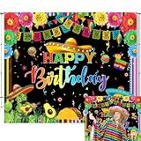 Caaerttply Mexican Fiesta Happy Birthday Backdrop 10x8ft Cinco De Mayo Fiesta Photo Backdrop Mexico Fiesta Themed Party Photography Background Carnival Fiesta Party Decorations Banner Supplies Props