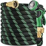 100 ft Garden Hose-No Kink,Heavy Duty,Lightweigh Flexible,Leakproof Water Hose with Sprayer Nozzle-3/4" Solid Brass Connectors-Rubber Car Hoses