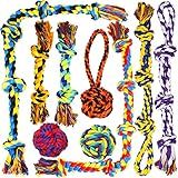 Large Tough Chew Toys for Aggressive Chewers Large Breed,Heavy Duty Dental Rope Toys Kit for Medium Dogs,5 Knots Indestructible Cotton Puppy Teething Chew Tug Toy Set of 9