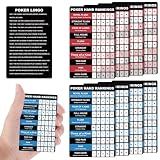 Booson 8Pcs Poker Hand Rankings Chart Rules Plastic Cheat Sheet Cards Reusable Hands Ranking Guide Card for Beginners Texas Hold Game Table Accessories (Red and Blue)