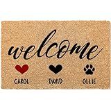 Personalized Door Mat, Custom Coir Doormat with 3 Names & Icons, 5 Icon Options - 3 Sizes, Housewarming Gifts, Customized Family Door Mat for Outdoor Decor, Anti-Slip Backing