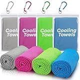 UZIPIN 4 Pack Cooling Towels (40"x 12"), Soft Breathable Gym Towels, Outdoors Ice Towel for Neck and Face, Camp Essentials Microfiber Sweat Towels for Gym, Run, Yoga, Workout, Travel, Climb