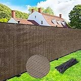 UPGRADE Privacy Screen 5' x 25' Fence Commercial Shade Cover with Brass Grommets Heavy Duty Perfect for Outdoor Back Yard, Mocha, Customizable