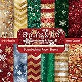 24 Sheet Christmas Scrapbooking Paper, 12 Designs 6x6 Chirstisma Scrapbook Paper 160gsm Scrapbooking Supplies Single-Side Printing for Cardmaking Junk Journal Decorative Cardstock Background
