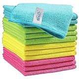 HOMEXCEL Microfiber Cleaning Cloth,12 Pack Cleaning Rags, Cleaning Towels with 4 Color Assorted, 11.5"X11.5"(Green/Blue/Yellow/Pink)