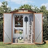 Canovire 5x3FT Outdoor Storage Shed, Metal Garden Shed with Floor Base, Updated Frame Structure & Lockable Doors, Large Tool Shed for Backyard, Patio,Lawn,Utility & Bike Storage
