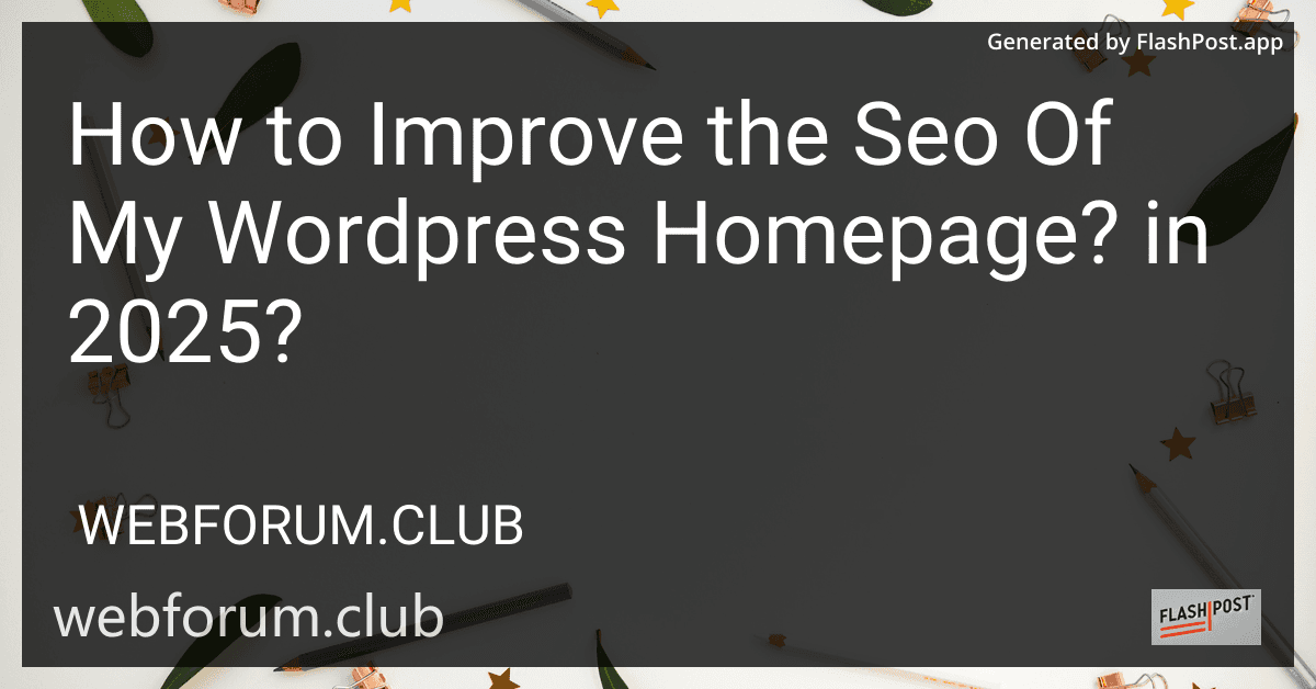 How to Improve the Seo Of My Wordpress Homepage? in 2025? image