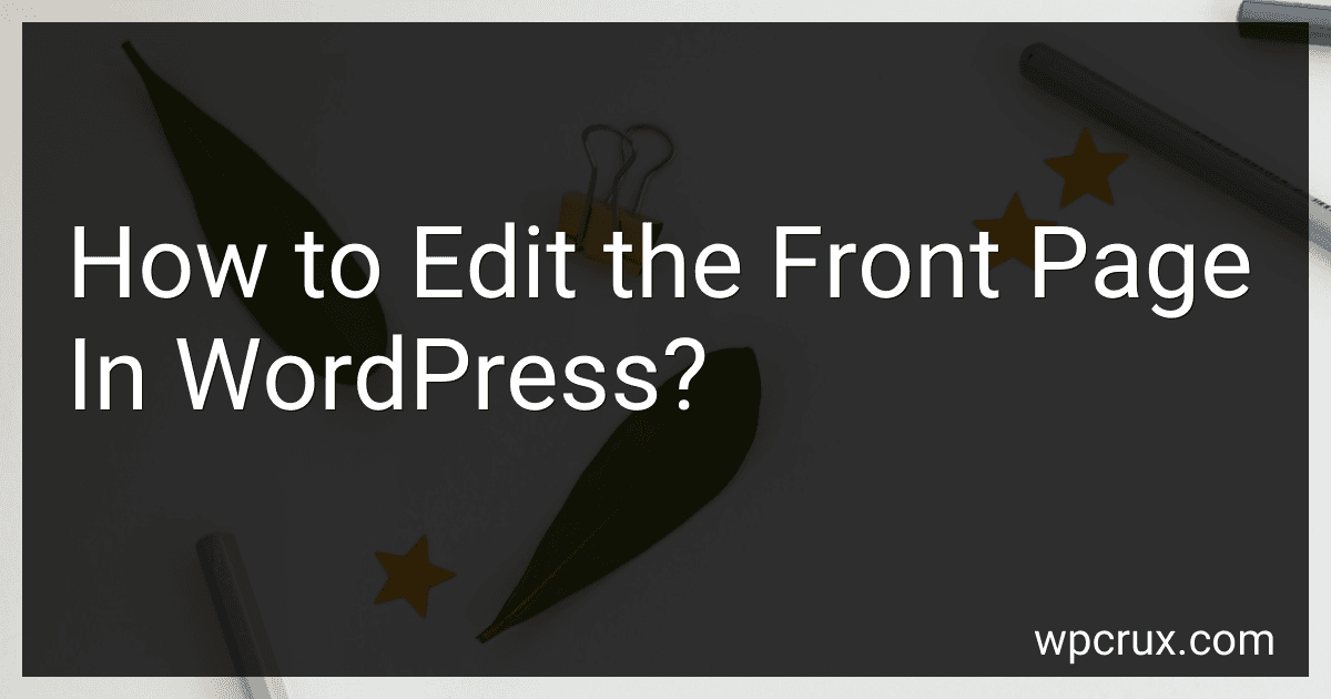How to Edit the Front Page In WordPress? image