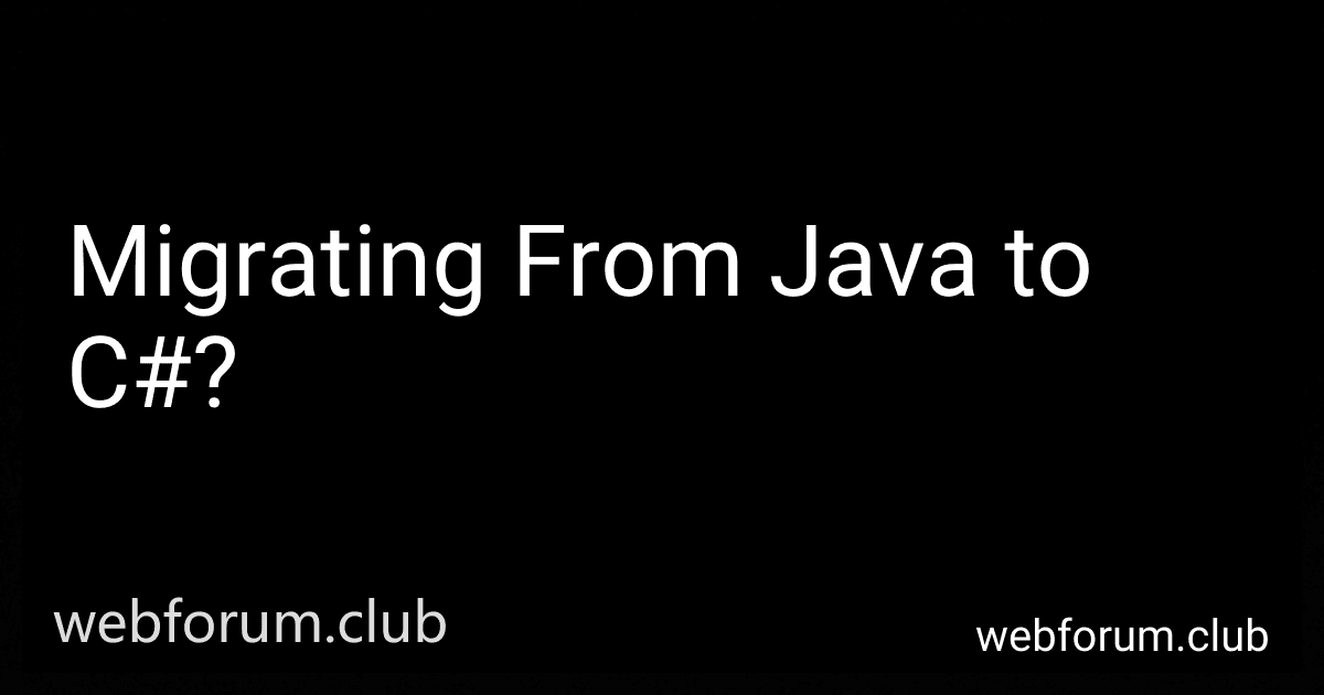 Migrating From Java to C#? image