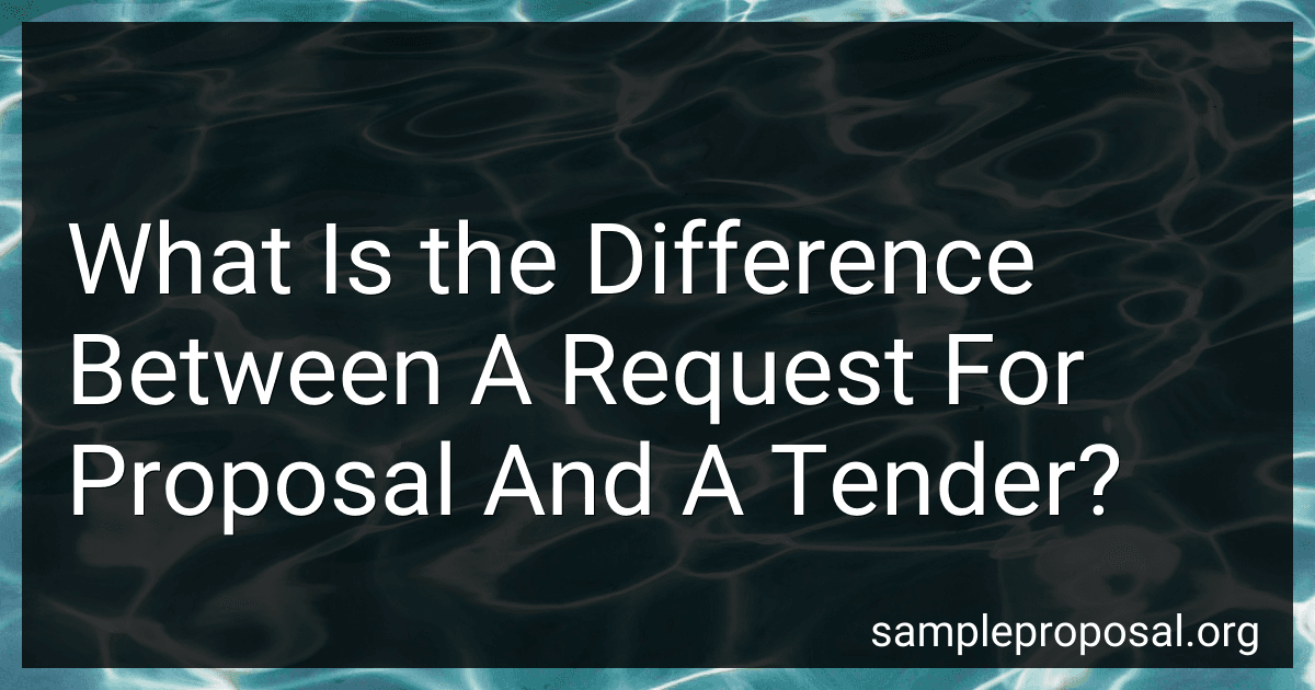 What Is the Difference Between A Request For Proposal And A Tender? image