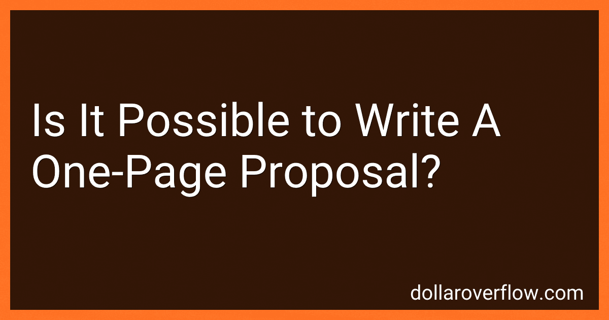 Is It Possible to Write A One-Page Proposal? image
