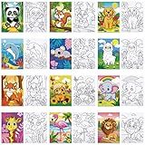 Louise Maelys Pre Drawn Canvas to Paint for Kids - 12 Packs Animal Theme Pre-Stretched Canvas Panels (5x7 inch),Pre Printed Painting Canvas Kit for Beginners, Party Favor