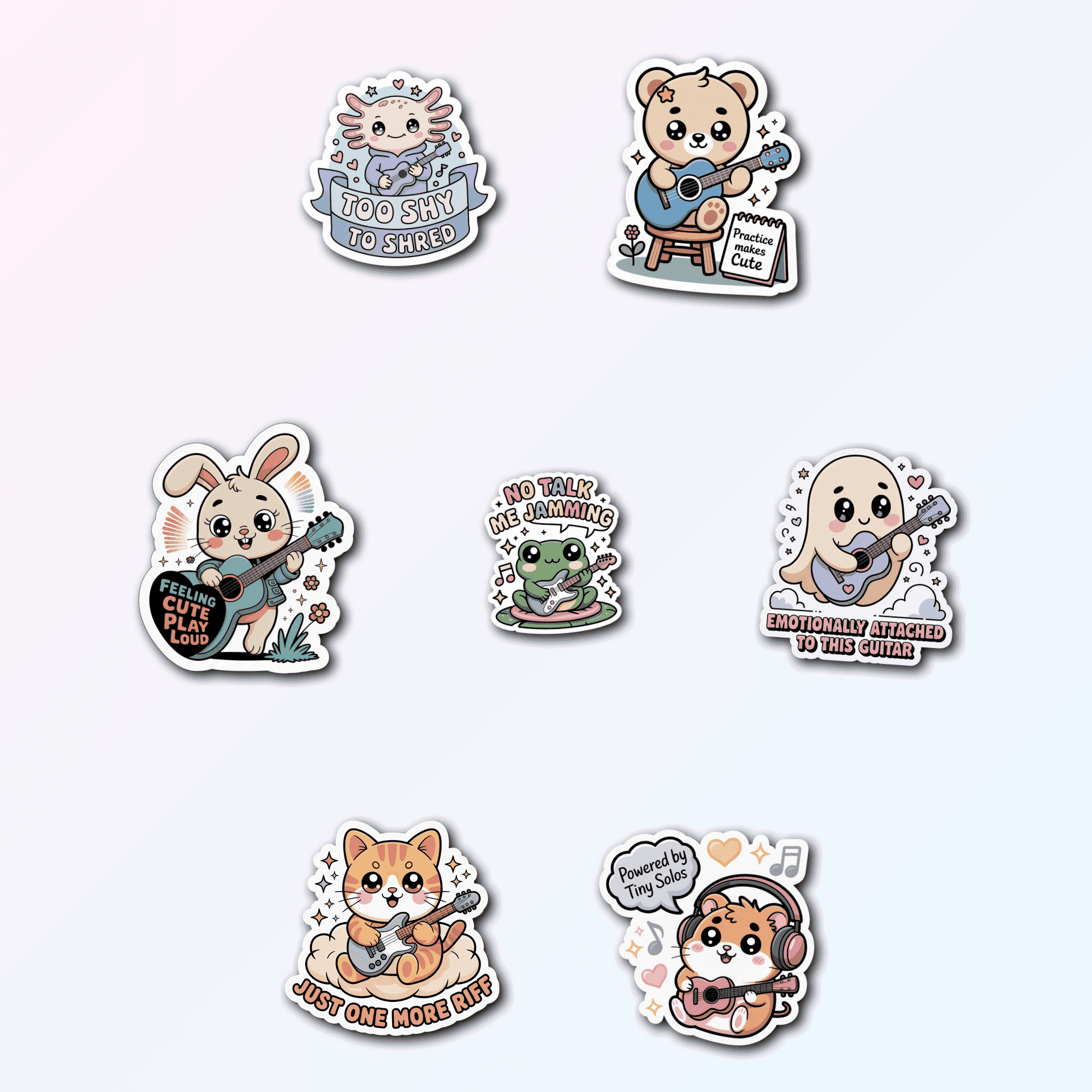 7 Cute Guitar Sticker Pack