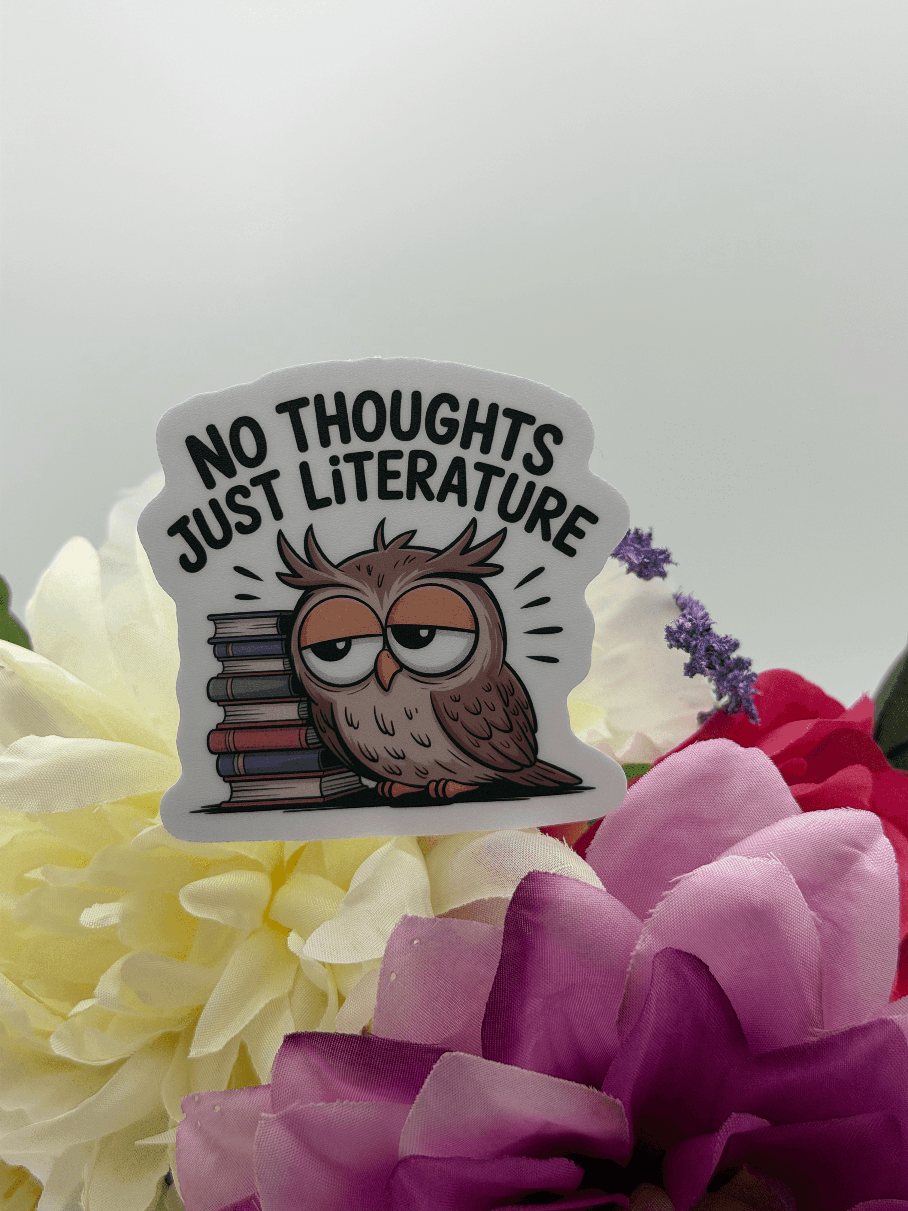 Funny Owl and Books Literature Vinyl Sticker