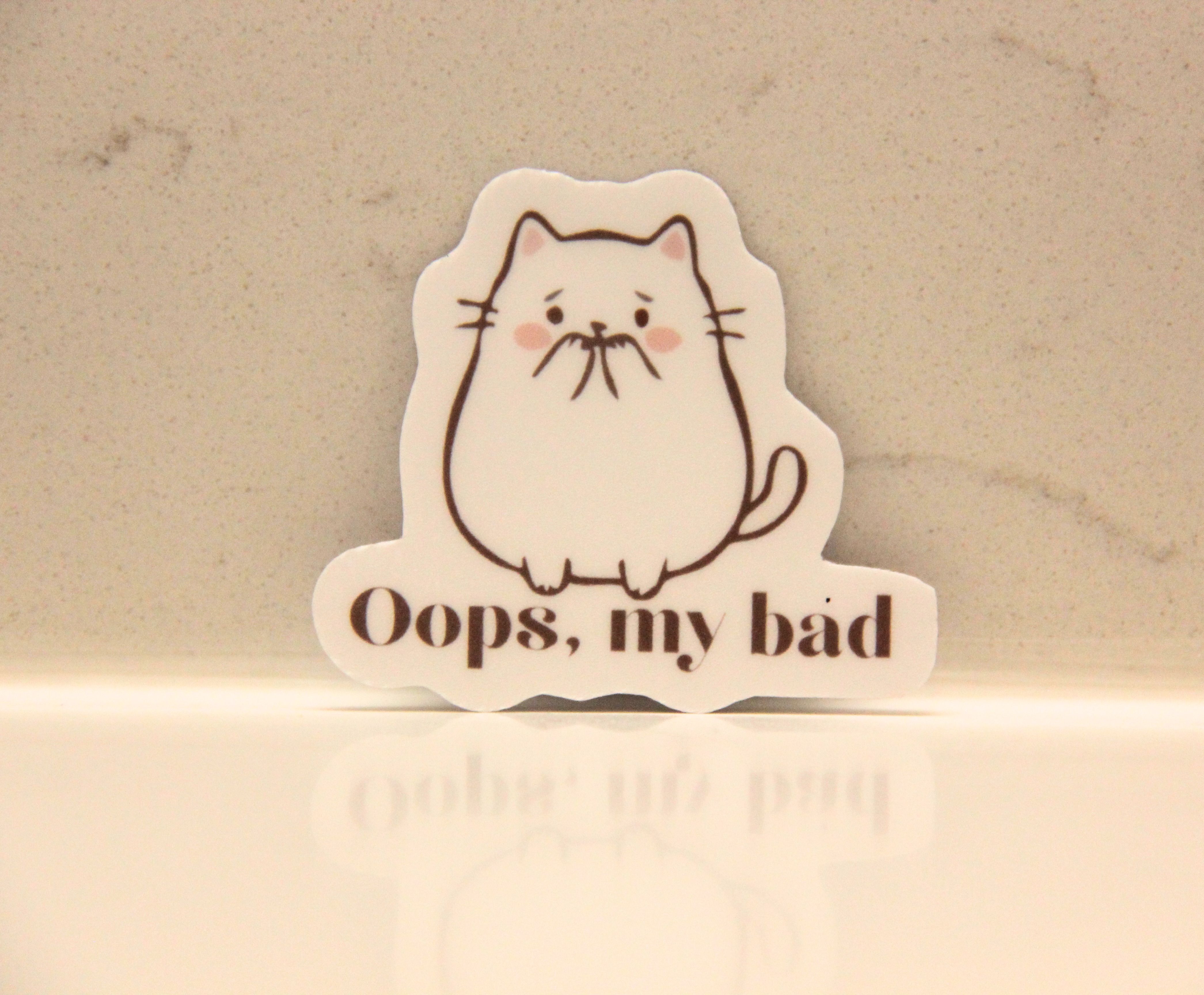 Oops My Bad Cat Sticker Cute Apology Cat Decal