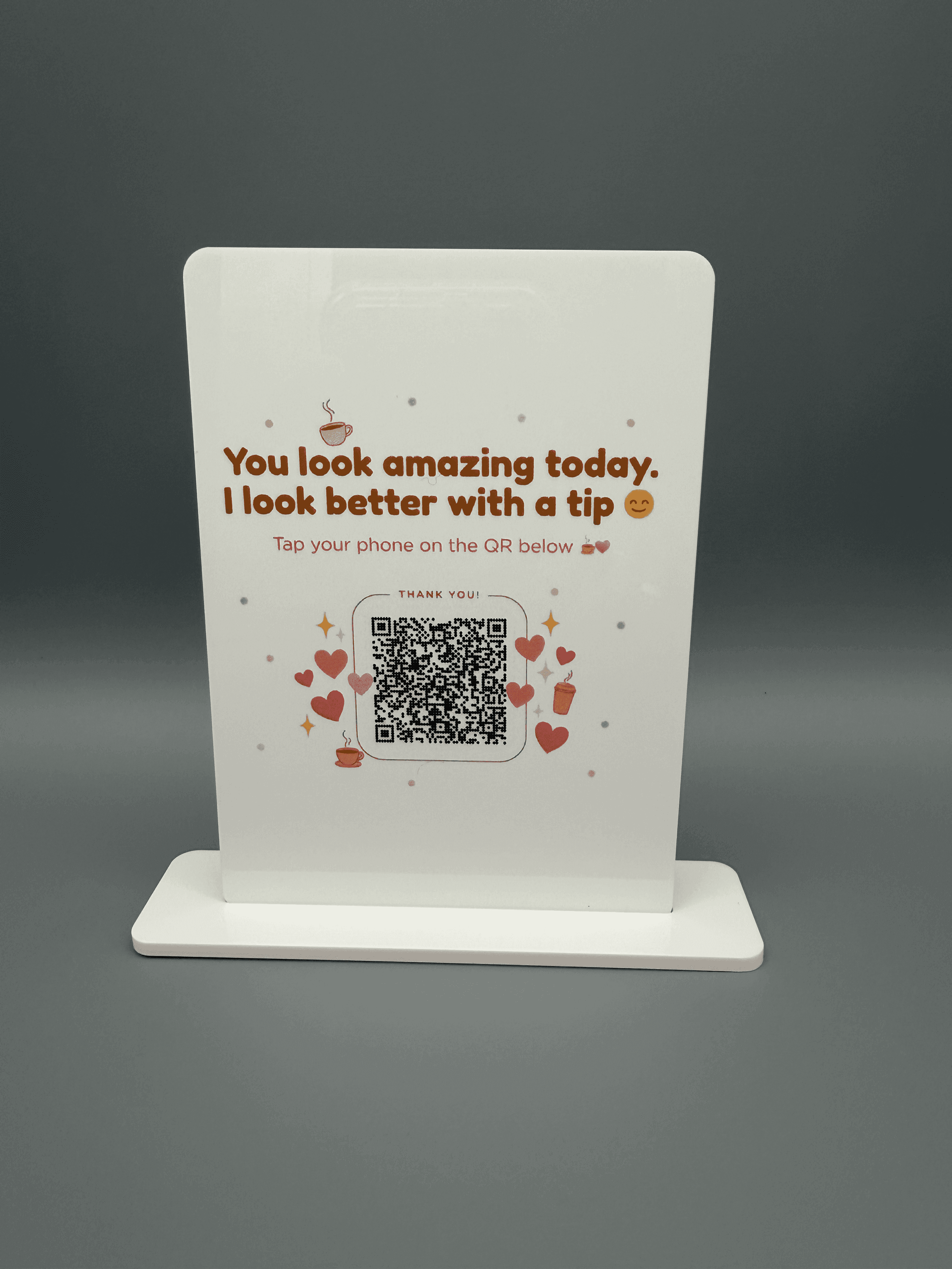 Custom QR Code Tip Sign Acrylic Stand for Coffee Shops