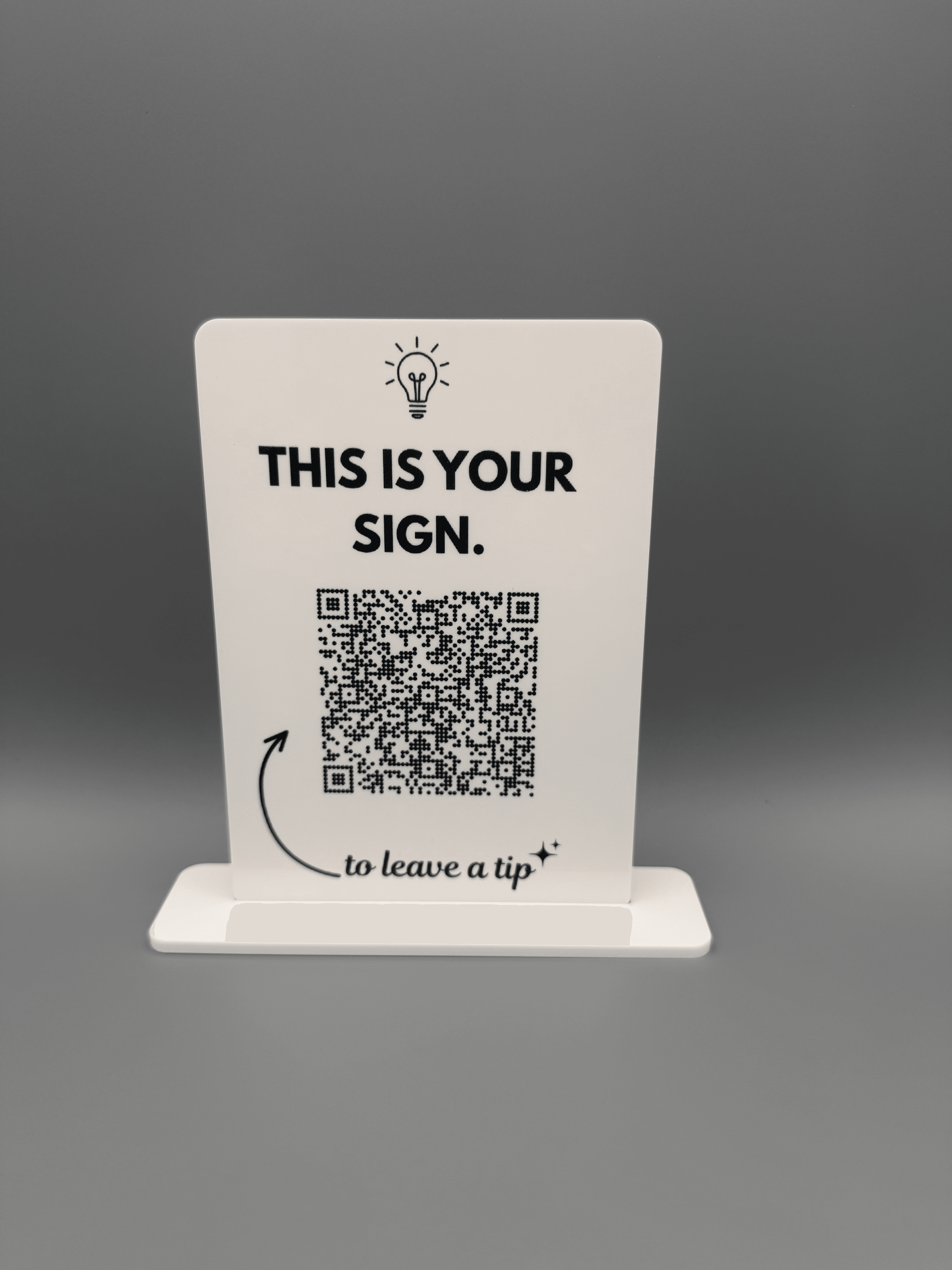 Personalized Acrylic QR Code Tip Sign with Stand