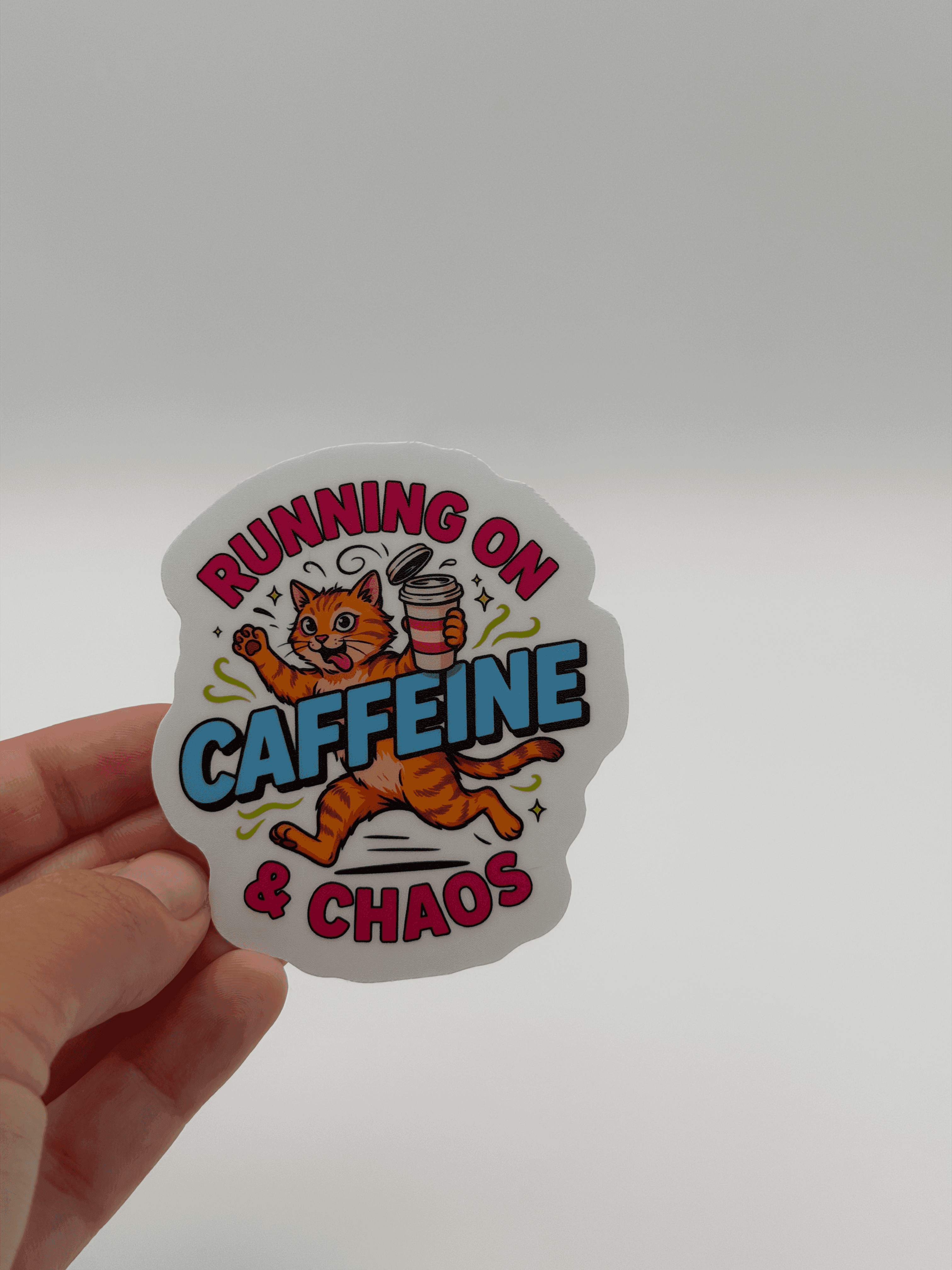 Funny Cat Caffeine Chaos Sticker