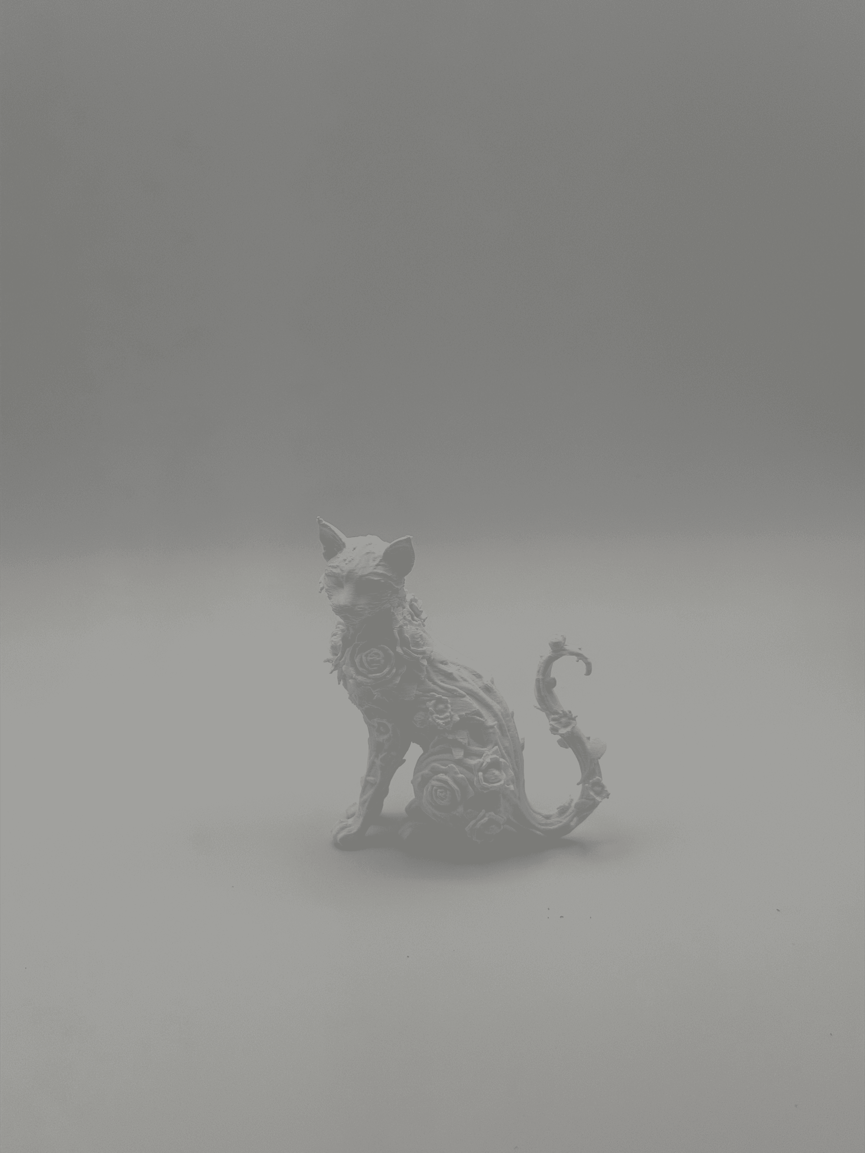 Floral White Cat Figurine 3D Printed Home Decor