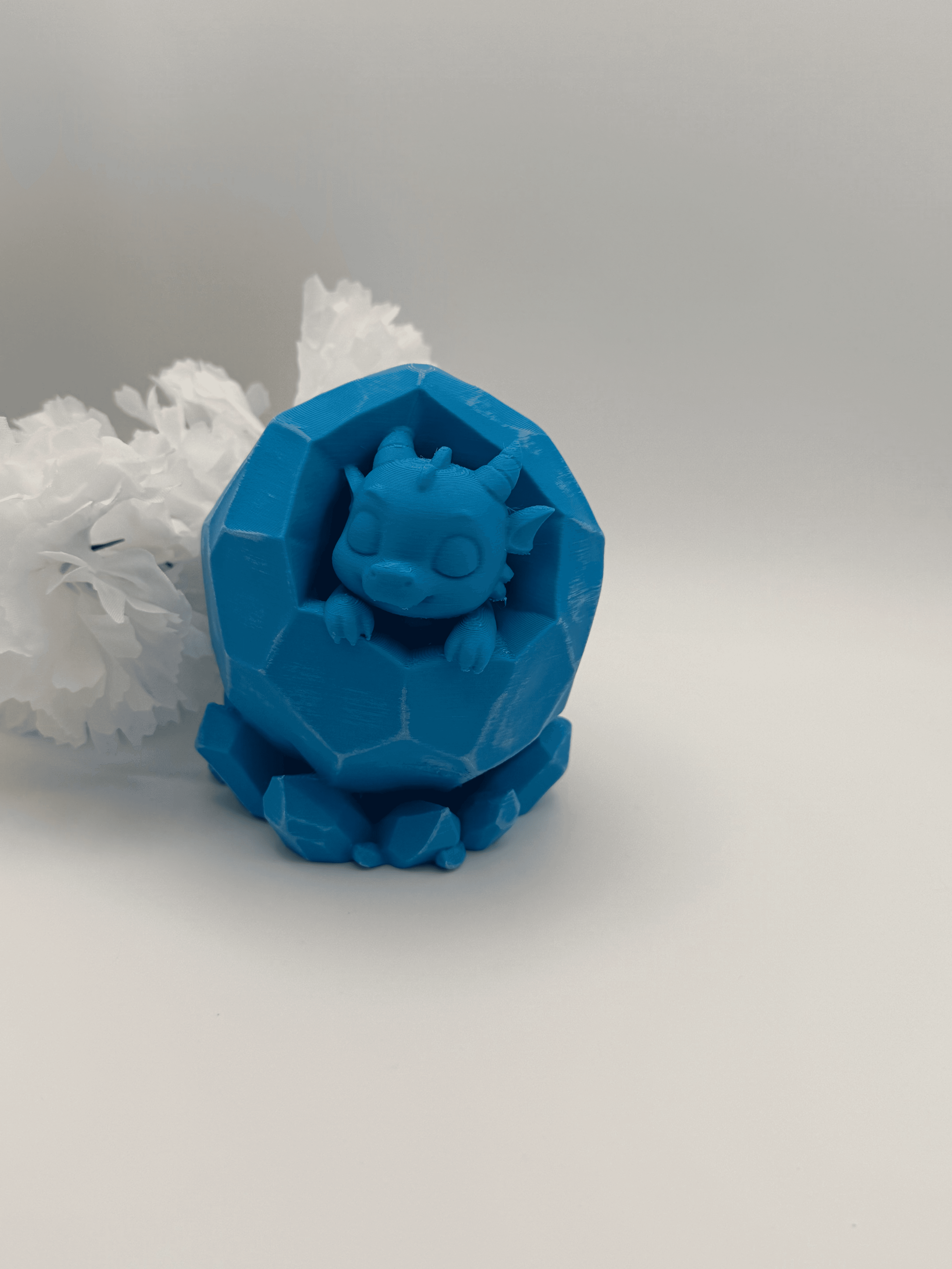 Blue Crystal Dragon 3D Printed Figure, Fantasy Dragon Decor, PLA Sculpture