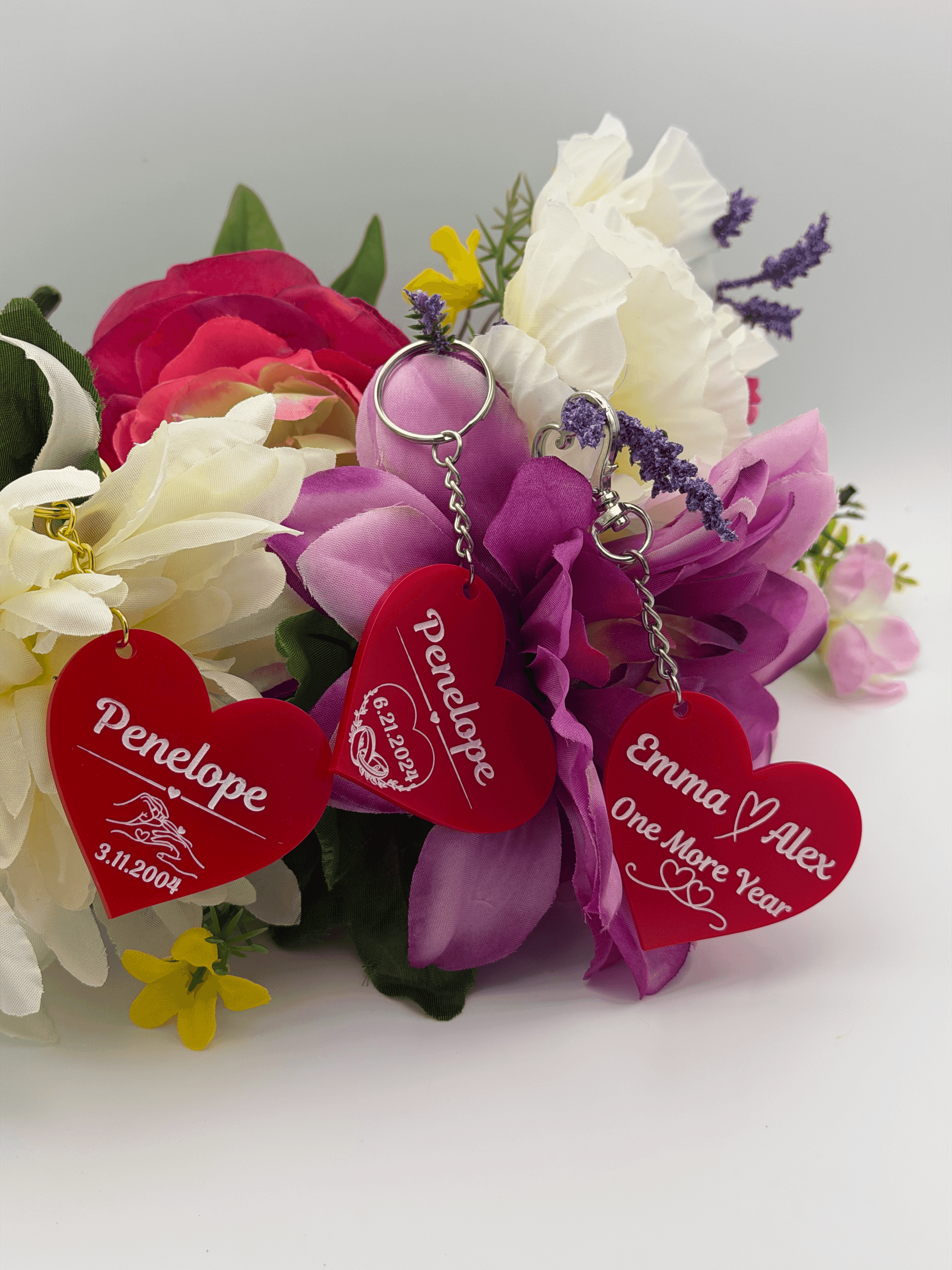 Personalized Heart Acrylic Keychain Romantic Gift