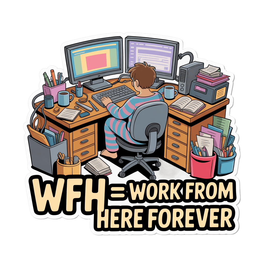 WFH Work From Here Forever Desk Sticker