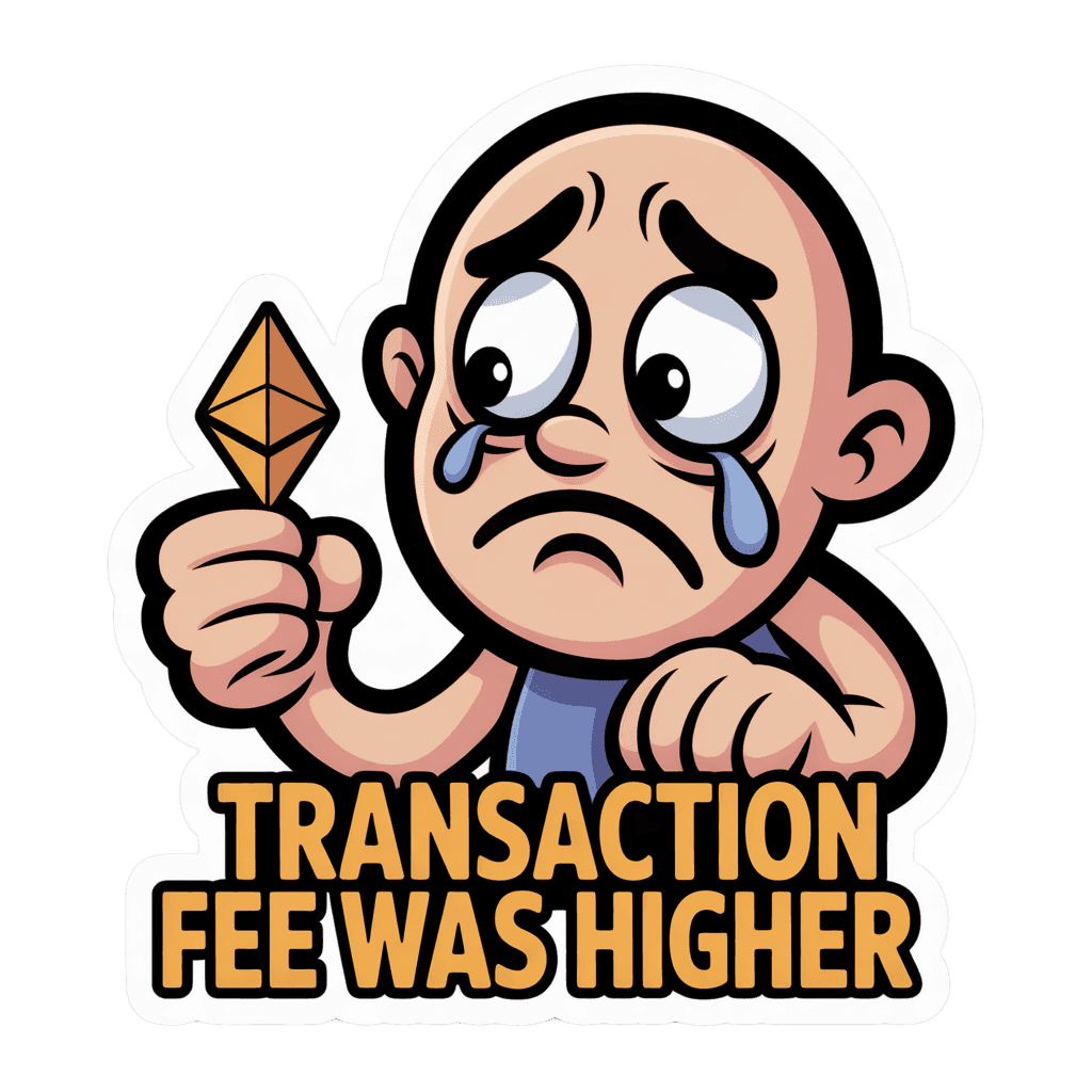 Funny Crypto Meme Sticker Transaction Fee Humor