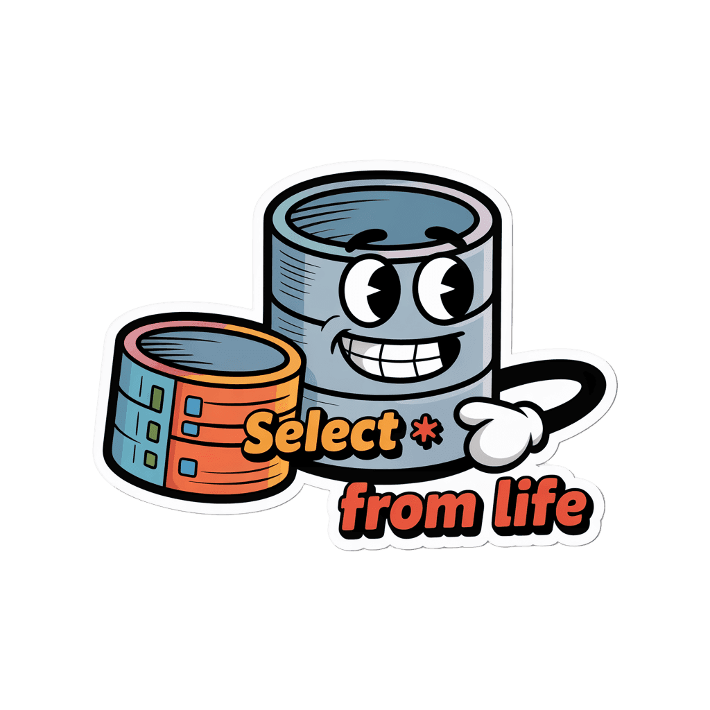 Funny SQL Database Cartoon Vinyl Sticker