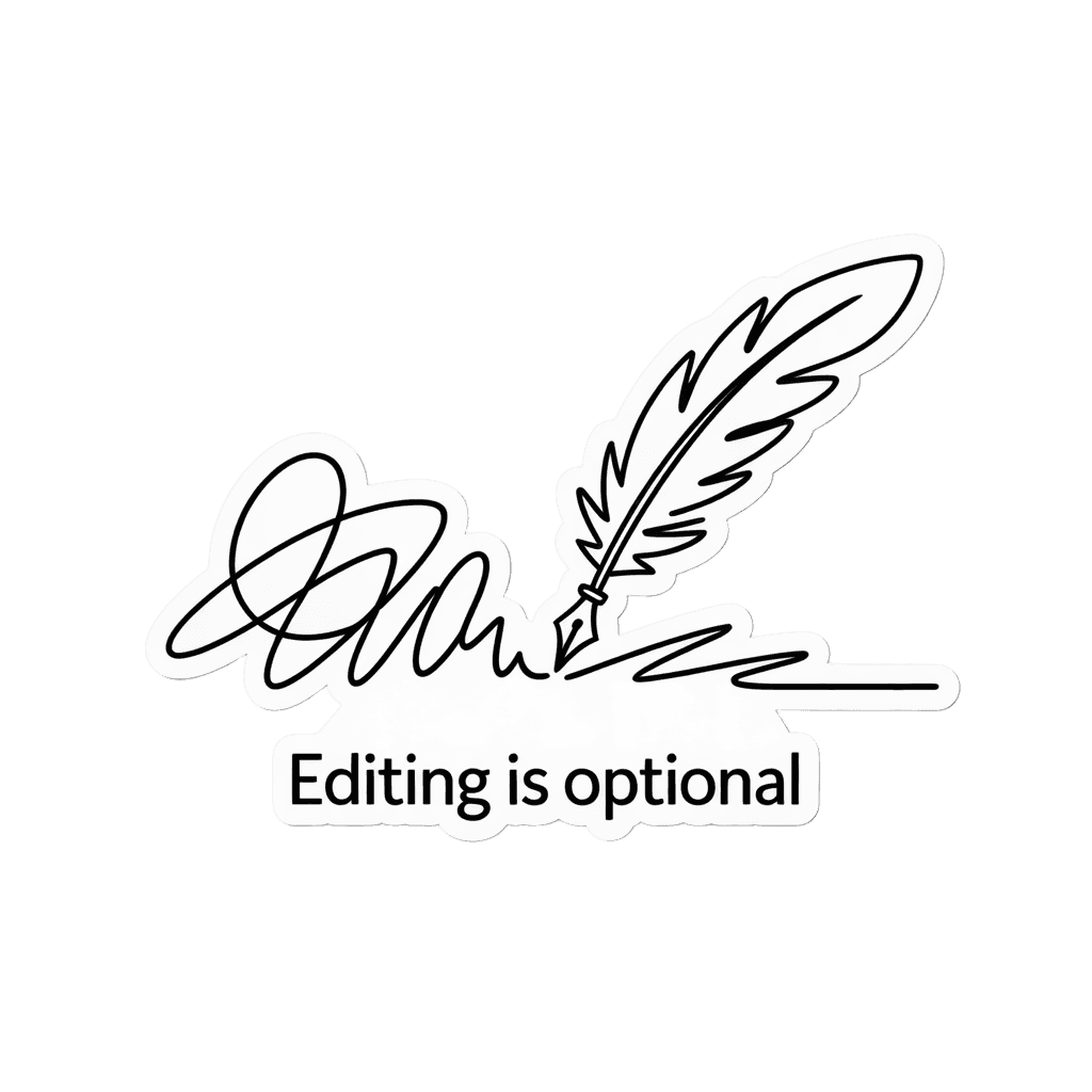 Quill Pen 'Editing is Optional' Vinyl Sticker