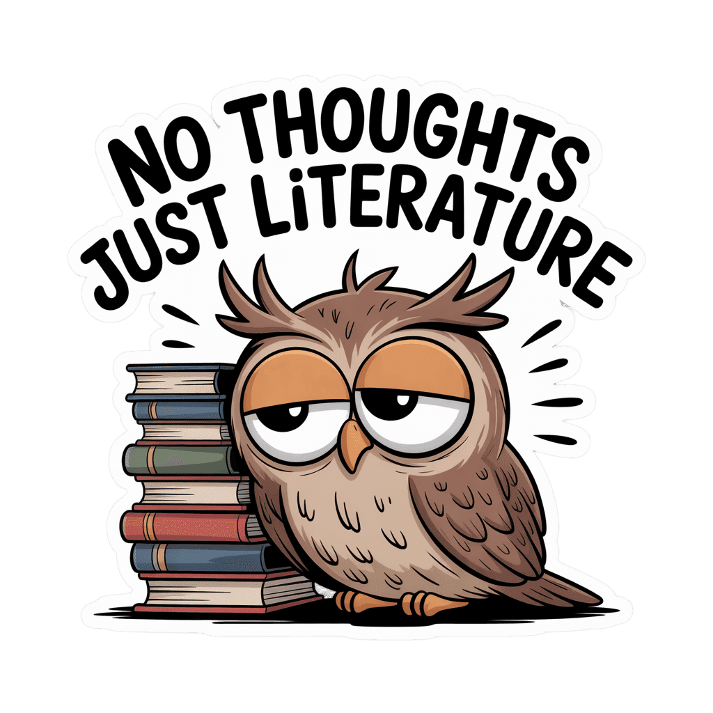 Funny Owl and Books Literature Vinyl Sticker