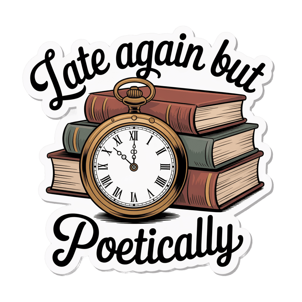 Vintage Pocket Watch and Books Vinyl Sticker