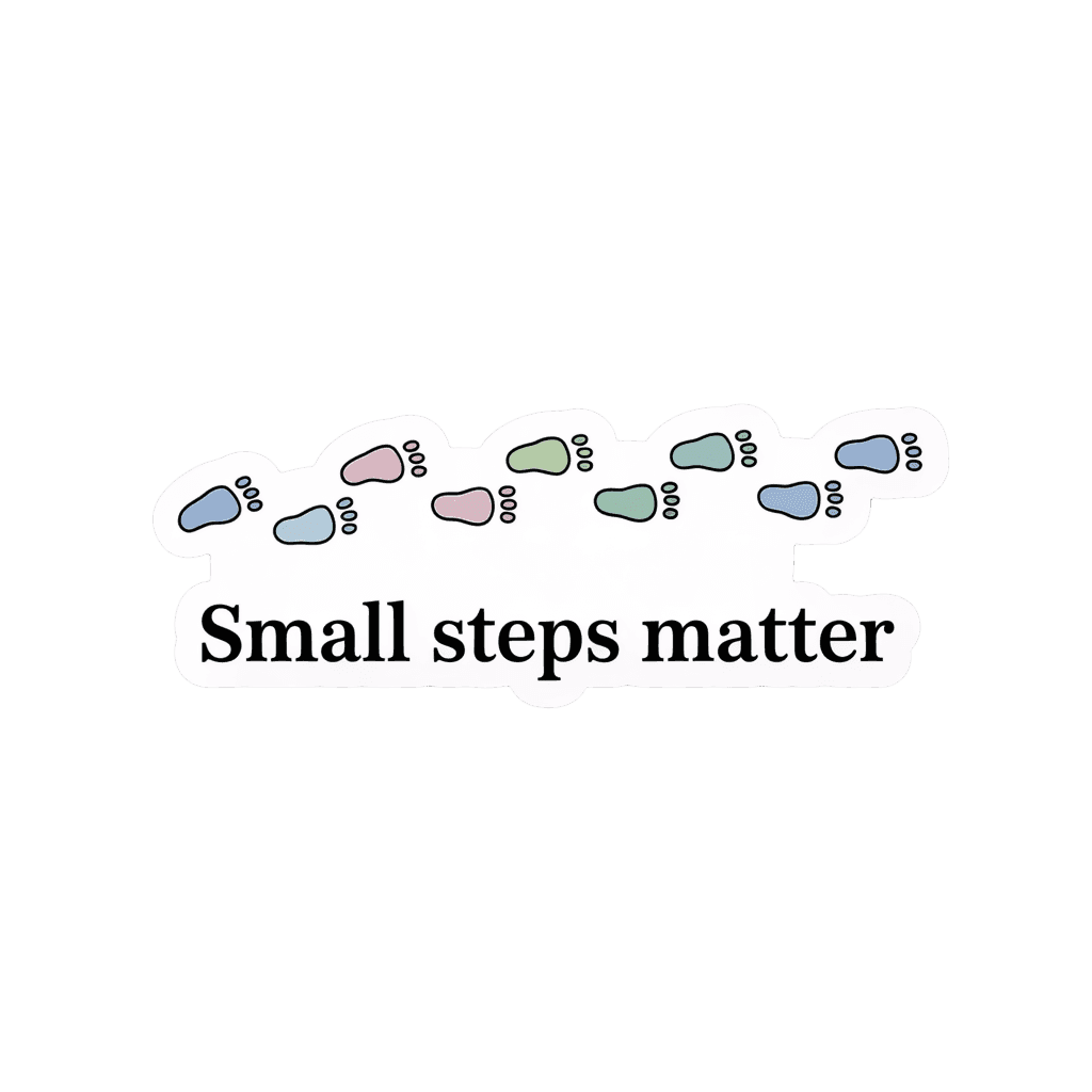 Inspirational Small Steps Matter Footprints Sticker