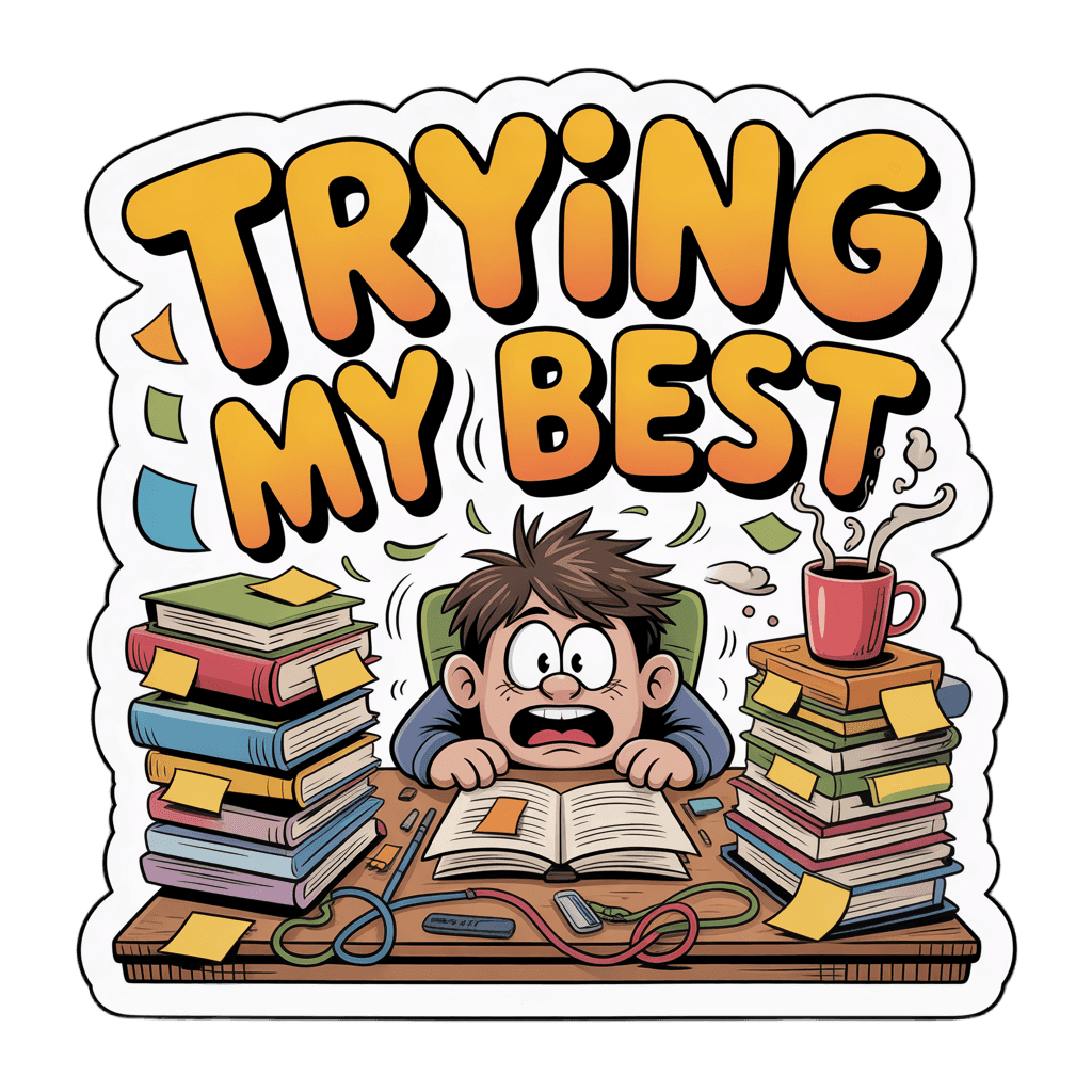 Funny Stress Student Trying My Best Sticker