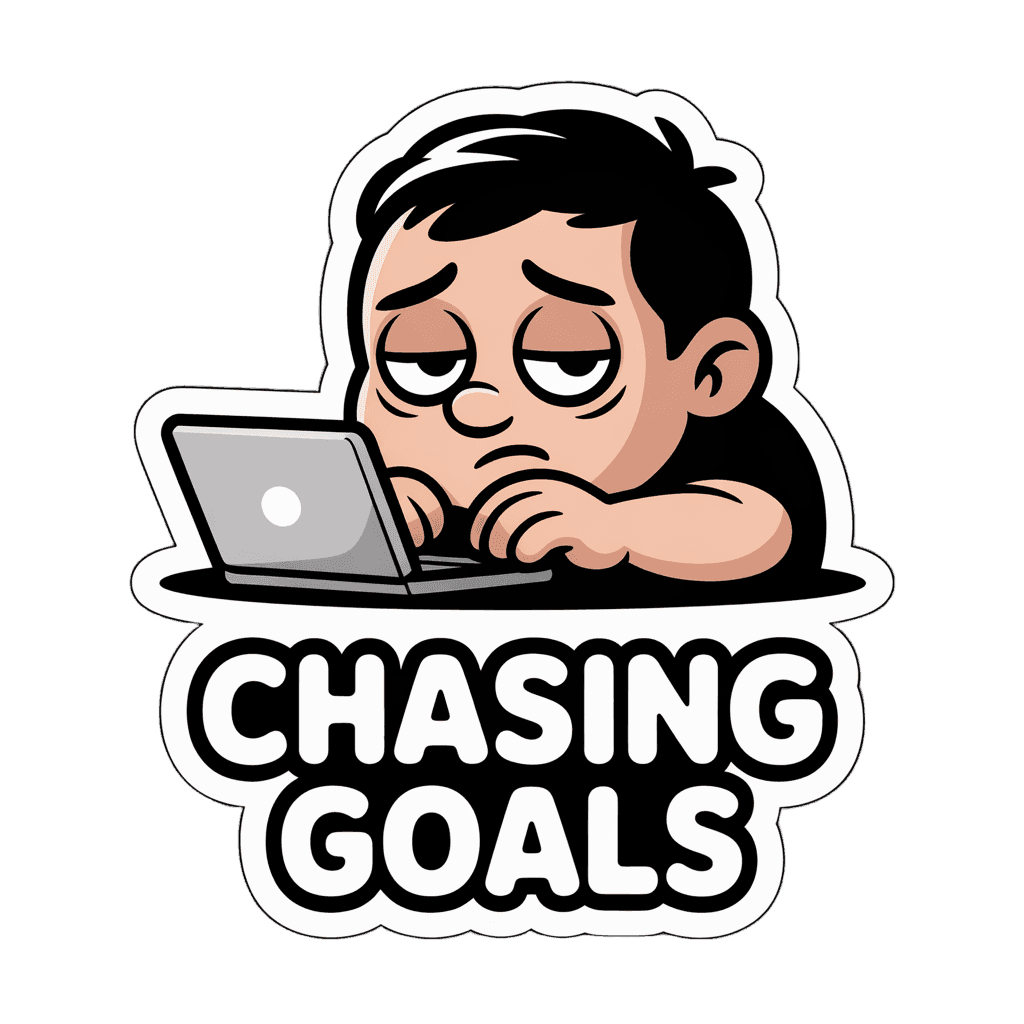Motivated Worker Chasing Goals Laptop Sticker